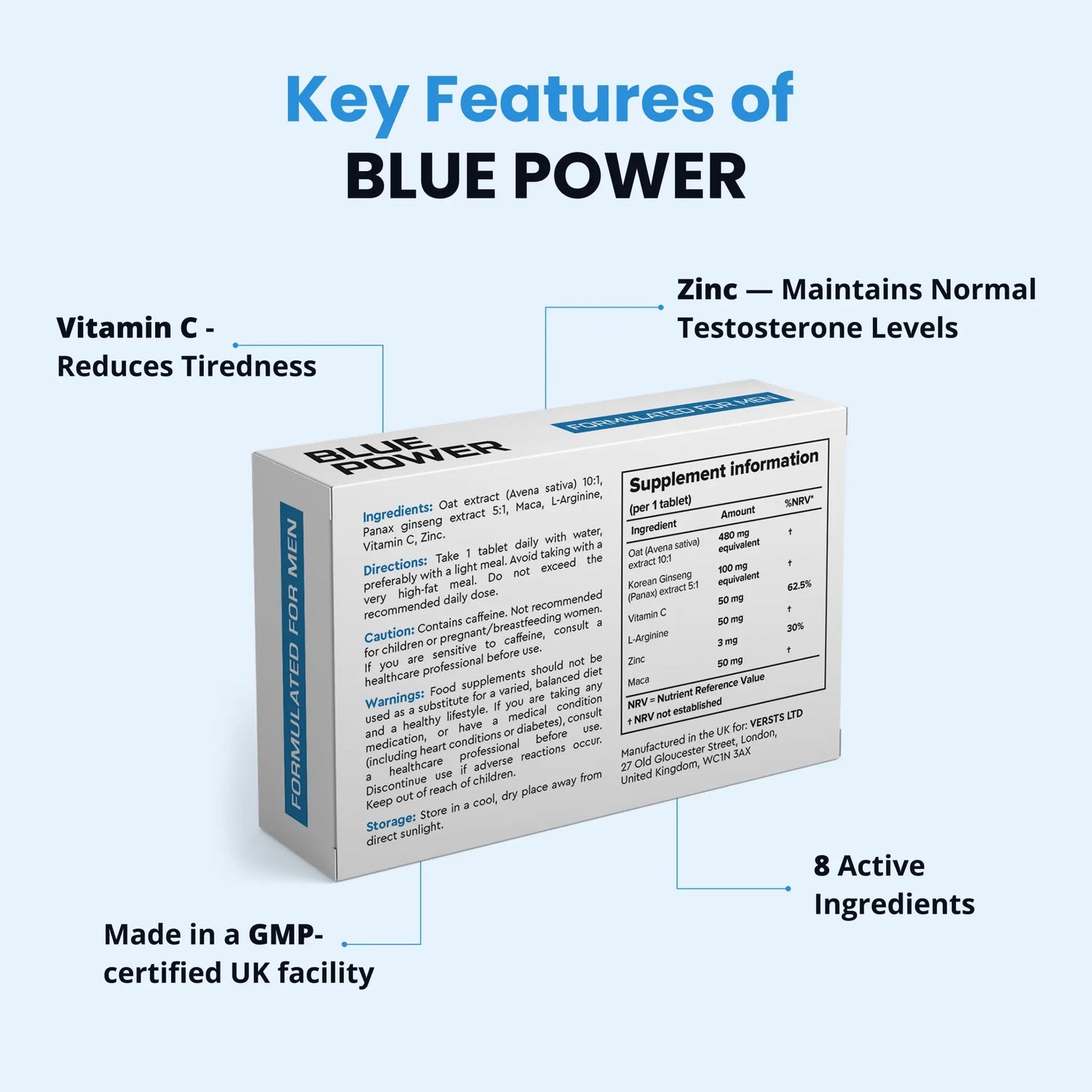 Blue Power — Men's Herbal Vitality Complex (20 Tablets)